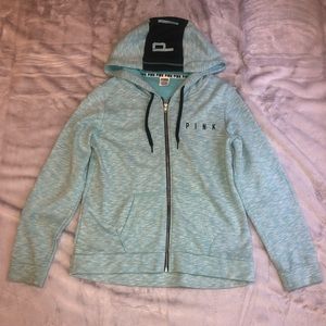 Pink Victoria’s Secret SM hoodie light teal blue